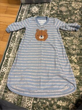 Carter's Light Blue & White Striped Bear Sleep Sack